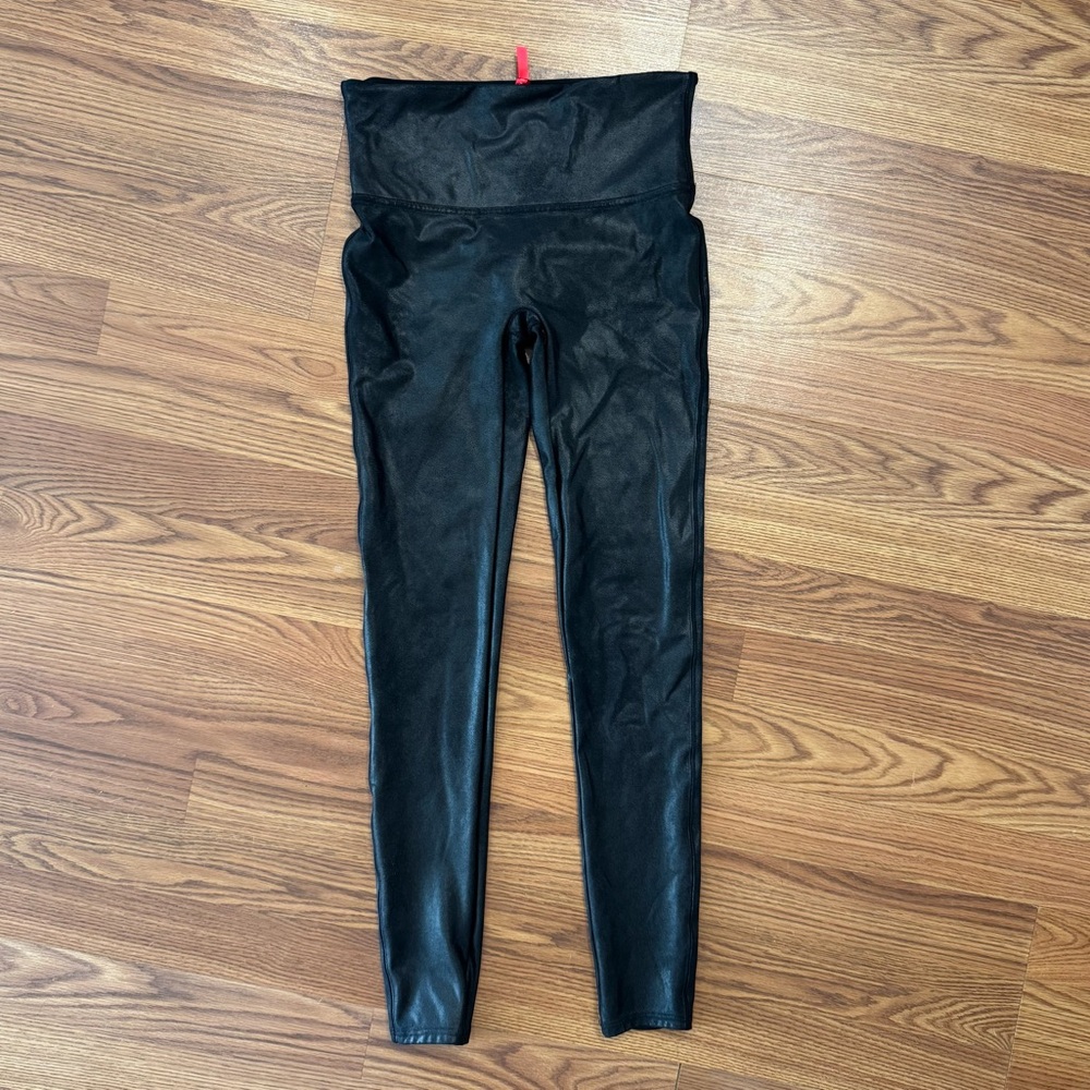 Spanx Faux Leather Leggings Black High Rise Size Medium